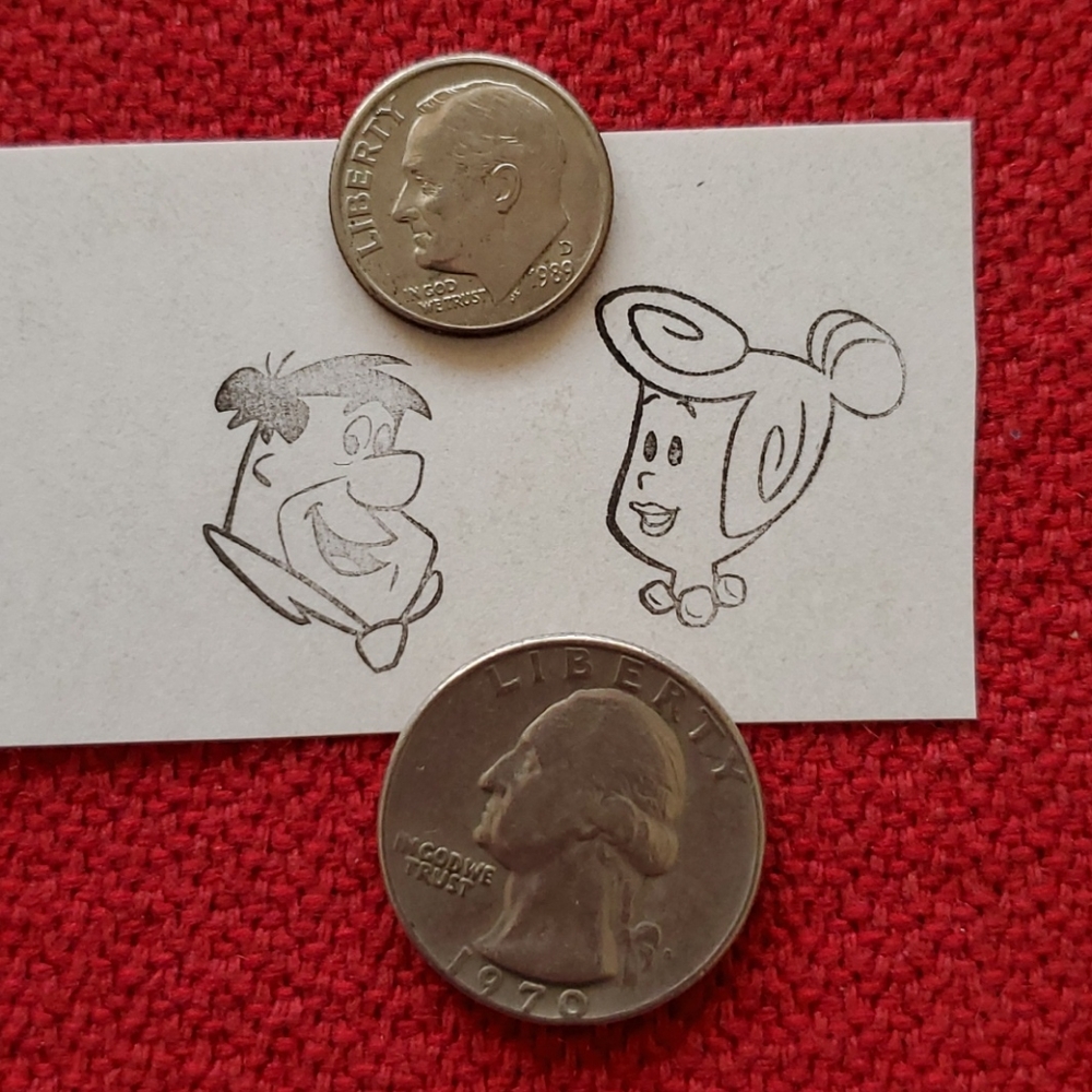 Set of 4 FLINTSTONES Fred Wilma Pebbles Dino rubber stamps card crafts HTF - Picture 5 of 6